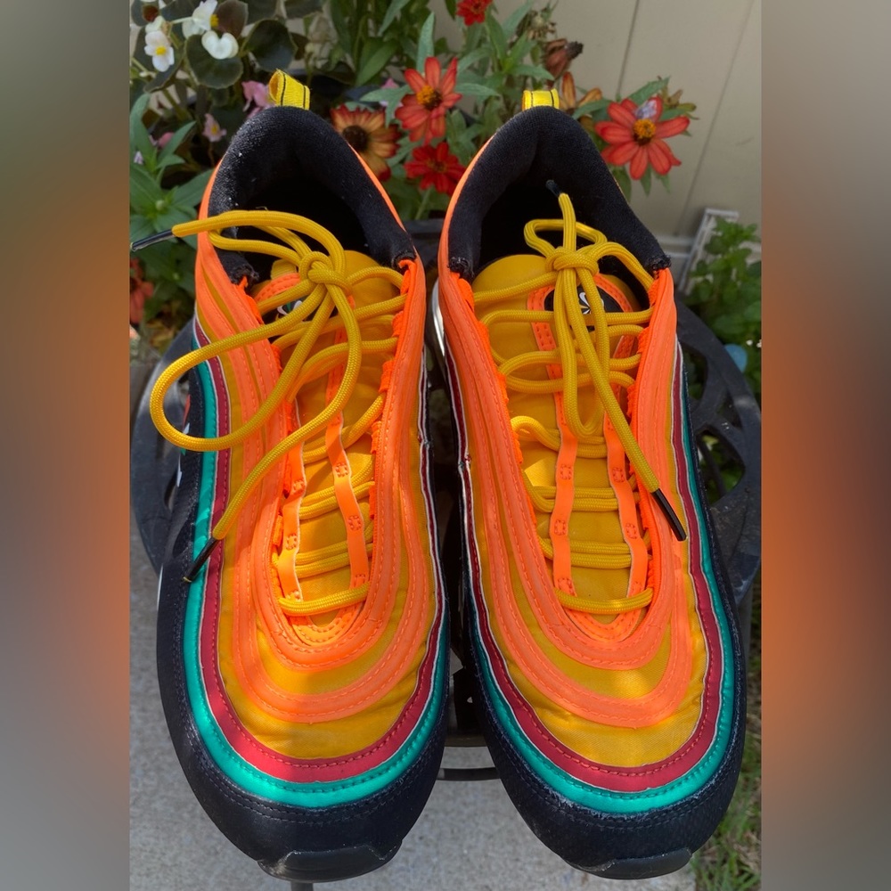 Nike Air Max 97 Sunburst Orange Pinwheel Logo 2019 CK9399-001 Mens Size 10